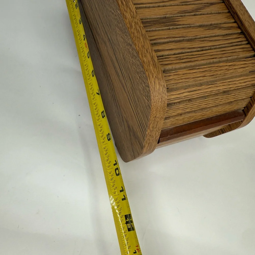 Vintage Wooden Floppy Disk/Recipe Holder with Sliding Lid